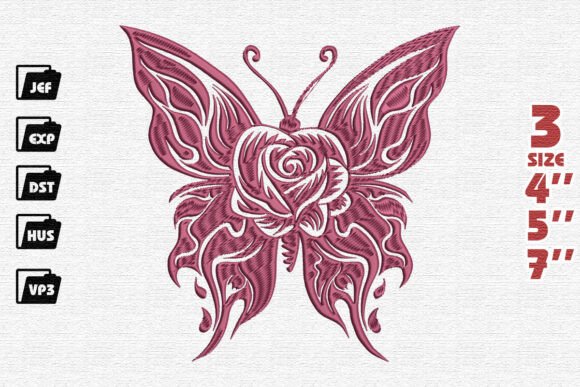 Download Rose Butterfly Embroidery - Premium Resources